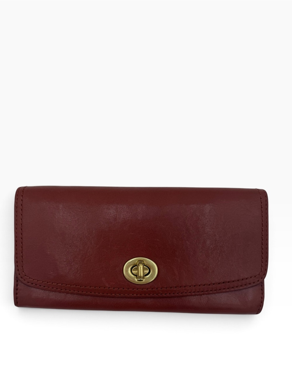 Vintage Coach Legacy Leather Slim Envelope Turnlock Wallet Brown 14 Card Slots